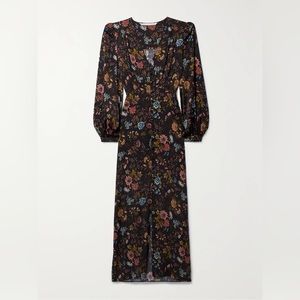 Veronica Beard Terina Floral Print Long Sleeve Silk Blend Maxi Dress Size 2